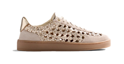 SNEAKER PELLE INTRECCIATA ORO